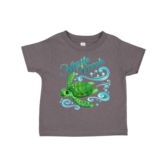 Inktastic Myrtle Beach Cute Sea Turtle with Waves and Bubbles Boys or Girls Toddler T-Shirt