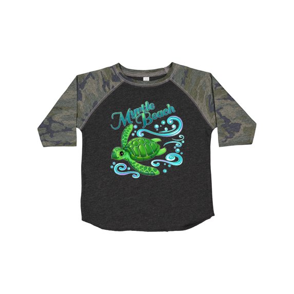 Inktastic Myrtle Beach Cute Sea Turtle with Waves and Bubbles Boys or Girls Toddler T-Shirt