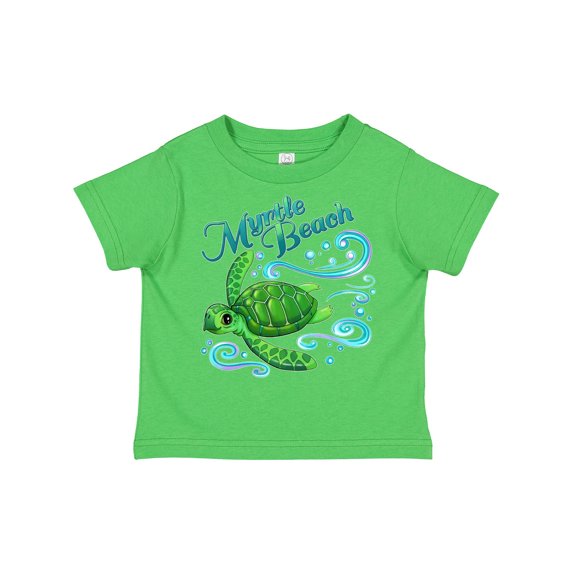 Inktastic Myrtle Beach Cute Sea Turtle with Waves and Bubbles Boys or Girls Toddler T-Shirt