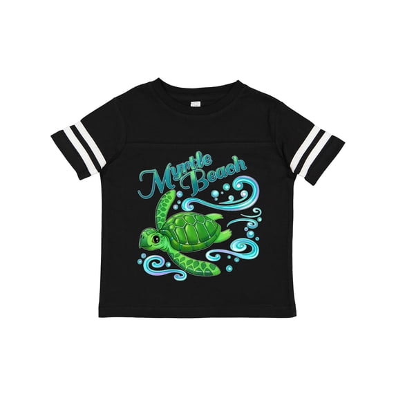 Inktastic Myrtle Beach Cute Sea Turtle with Waves and Bubbles Boys or Girls Toddler T-Shirt