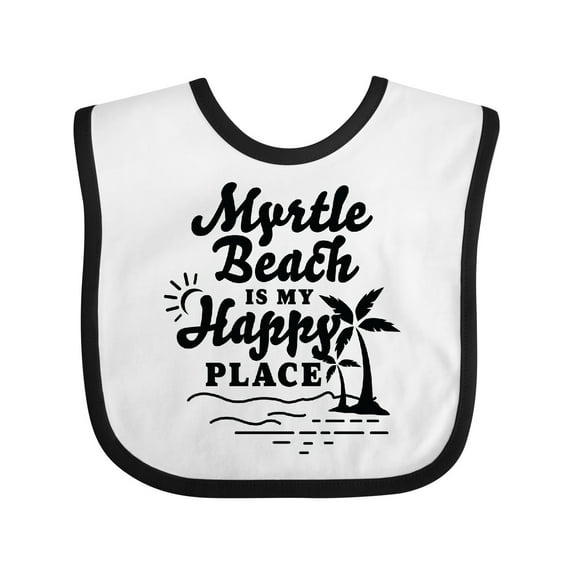 Inktastic Myrtle Beach is My Happy Place with Palm Trees Boys or Girls Baby Bib