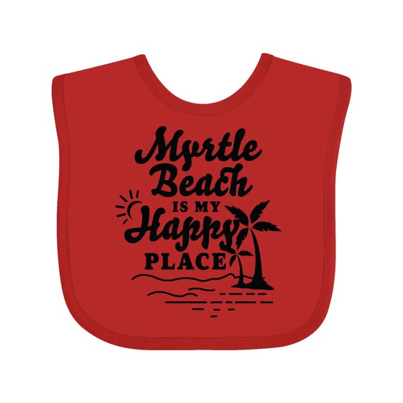 Inktastic Myrtle Beach is My Happy Place with Palm Trees Boys or Girls Baby Bib