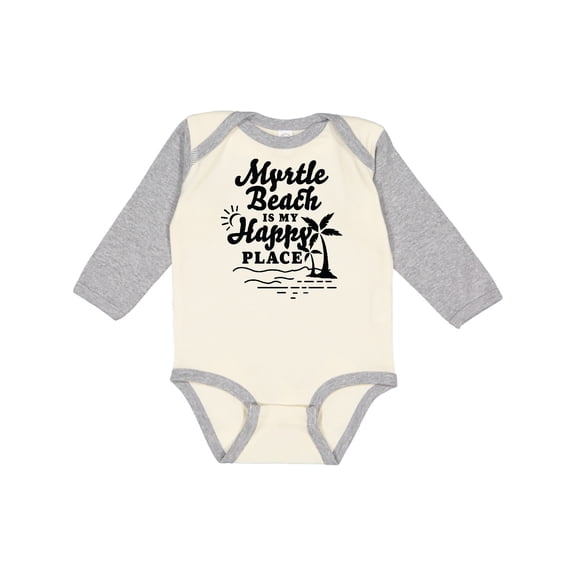 Inktastic Myrtle Beach is My Happy Place with Palm Trees Boys or Girls Long Sleeve Baby Bodysuit
