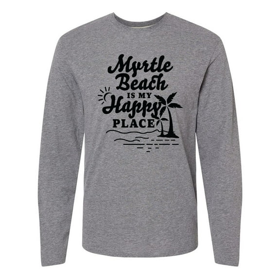 Inktastic Myrtle Beach is My Happy Place with Palm Trees Long Sleeve T-Shirt