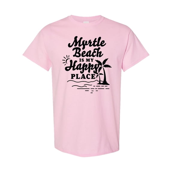 Inktastic Myrtle Beach is My Happy Place with Palm Trees T-Shirt