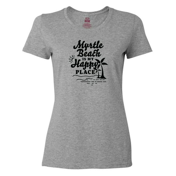 Inktastic Myrtle Beach is My Happy Place with Palm Trees Women's T-Shirt