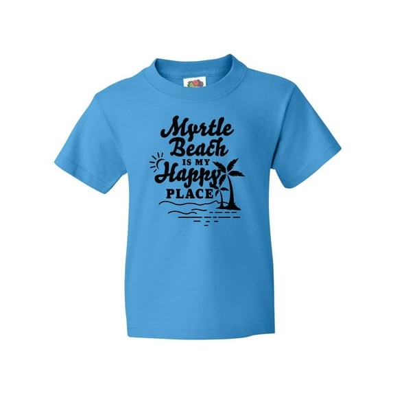 Inktastic Myrtle Beach is My Happy Place with Palm Trees Youth T-Shirt