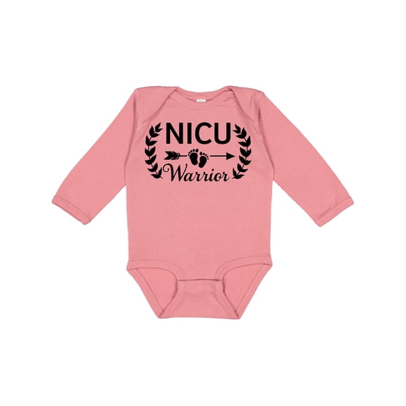 Inktastic Nicu Warrior with Arrow and Baby Footprints Boys or Girls Long Sleeve Baby Bodysuit
