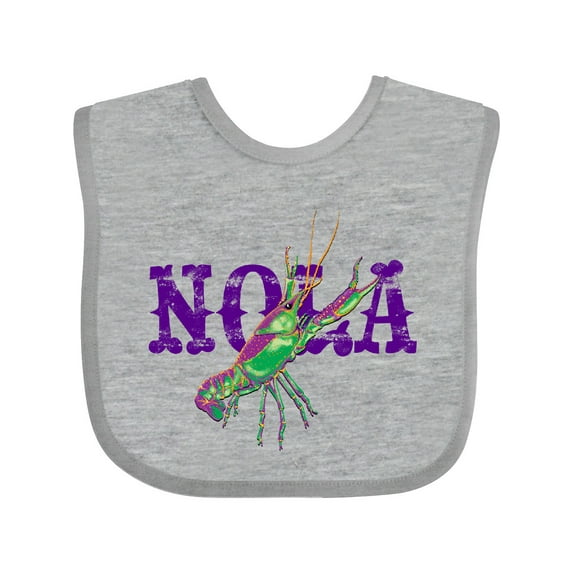 Inktastic NOLA Mardi Gras Crayfish in Purple Boys or Girls Baby Bib