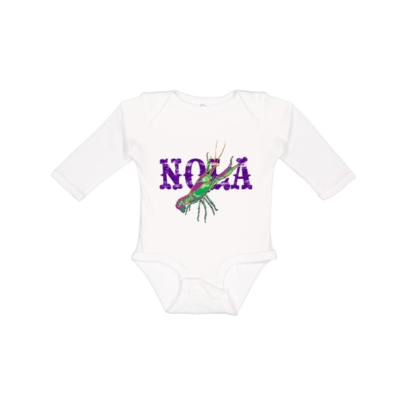 Inktastic NOLA Mardi Gras Crayfish in Purple Boys or Girls Long Sleeve Baby Bodysuit