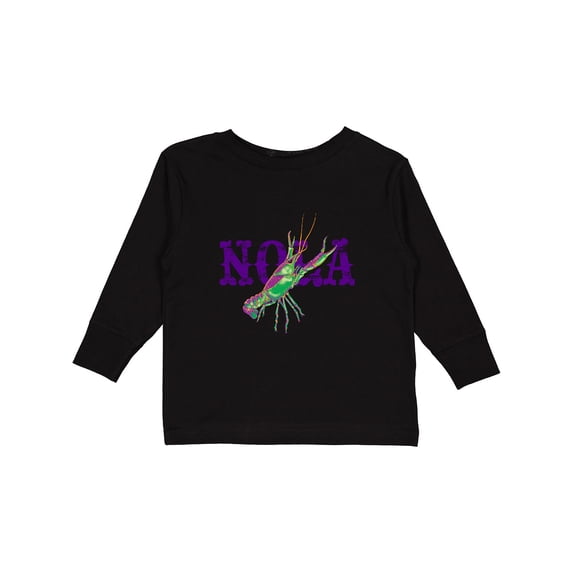 Inktastic NOLA Mardi Gras Crayfish in Purple Boys or Girls Long Sleeve Toddler T-Shirt