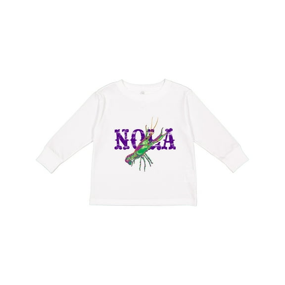 Inktastic NOLA Mardi Gras Crayfish in Purple Boys or Girls Long Sleeve Toddler T-Shirt