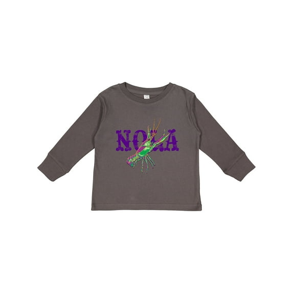 Inktastic NOLA Mardi Gras Crayfish in Purple Boys or Girls Long Sleeve Toddler T-Shirt