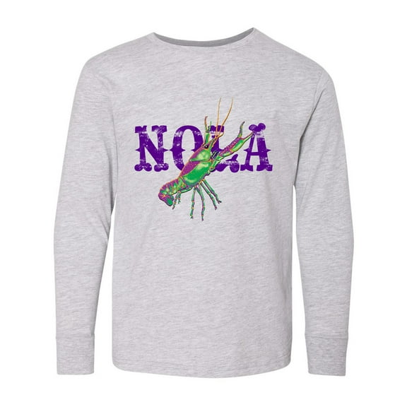 Inktastic NOLA Mardi Gras Crayfish in Purple Long Sleeve Youth T-Shirt