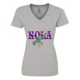 thumbnail image 1 of Inktastic NOLA Mardi Gras Crayfish in Purple Women's V-Neck T-Shirt, 1 of 5