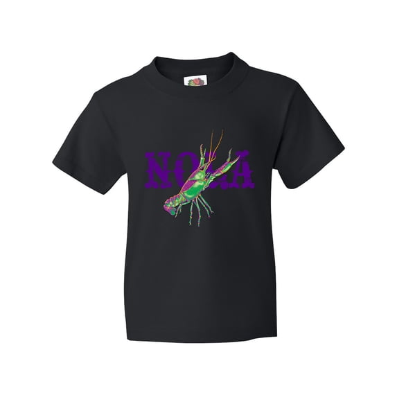 Inktastic NOLA Mardi Gras Crayfish in Purple Youth T-Shirt