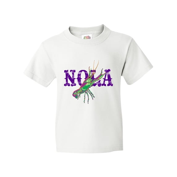 Inktastic NOLA Mardi Gras Crayfish in Purple Youth T-Shirt