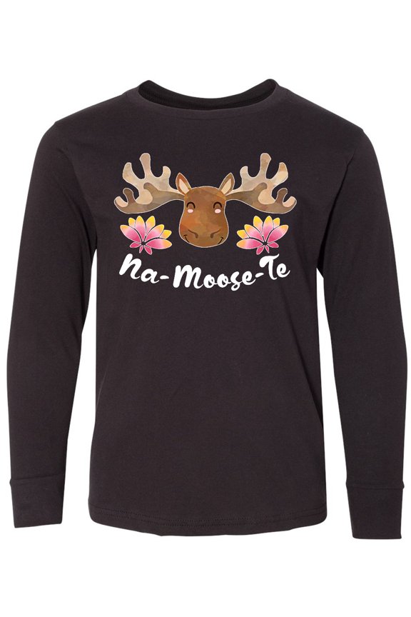 Na-Moose-Te Cute Moose Greeting Long Sleeve Youth T-Shirt