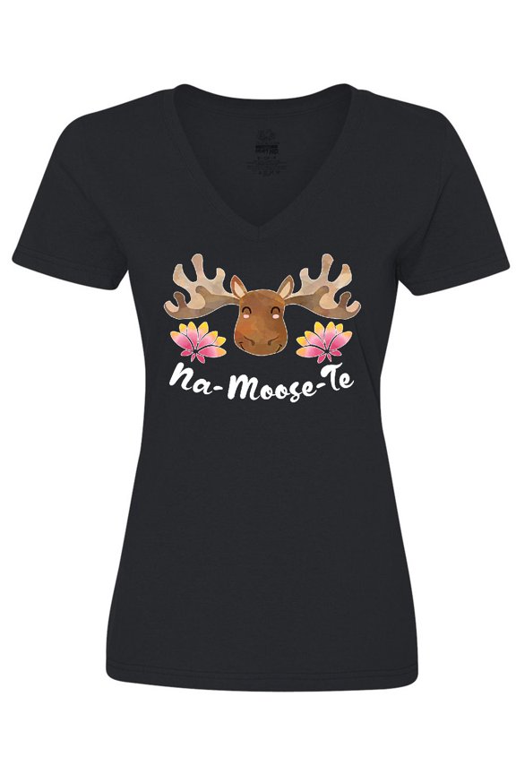 Na-Moose-Te Cute Moose Greeting Women's V-Neck T-Shirt