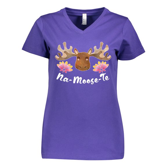 Inktastic Na-Moose-Te Cute Moose Greeting Women's V-Neck T-Shirt