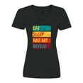 thumbnail image 1 of Inktastic Nail Tech Eat Sleep Nail Art Repeat Women's V-Neck T-Shirt, 1 of 5