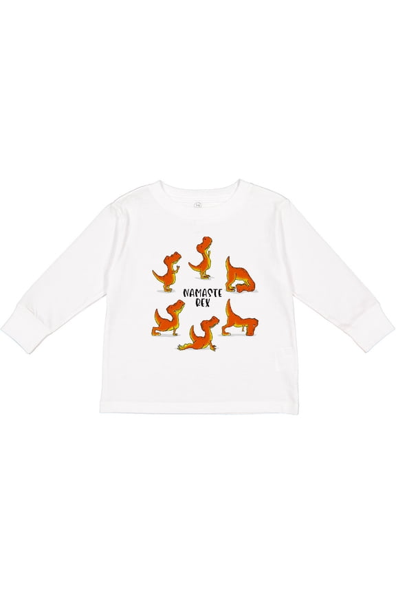Namaste Rex Yoga Master Boys or Girls Long Sleeve Toddler T-Shirt