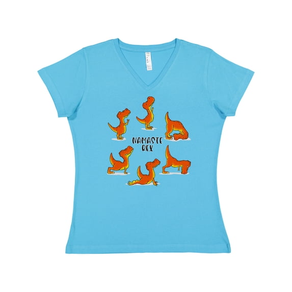 Inktastic Namaste Rex Yoga Master Women's V-Neck T-Shirt