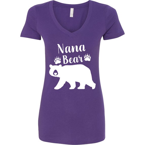 Inktastic Nana Bear in White Women's V-Neck T-Shirt