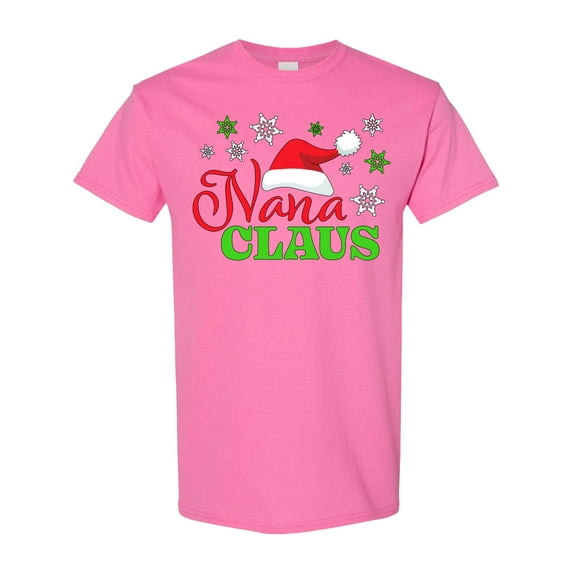 Inktastic Nana Claus with Christmas Santa Hat and Snowflakes T-Shirt