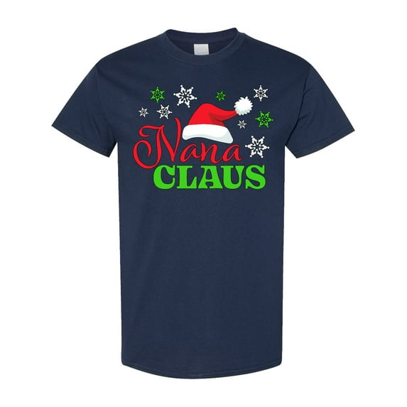 Inktastic Nana Claus with Christmas Santa Hat and Snowflakes T-Shirt