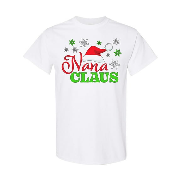 Inktastic Nana Claus with Christmas Santa Hat and Snowflakes T-Shirt