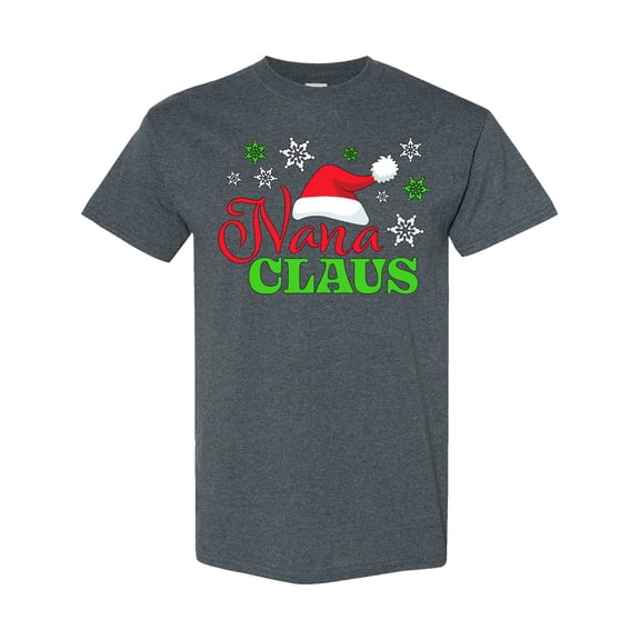 Inktastic Nana Claus with Christmas Santa Hat and Snowflakes T-Shirt