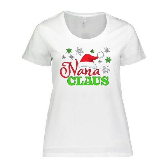 Inktastic Nana Claus with Christmas Santa Hat and Snowflakes Women's Plus Size T-Shirt