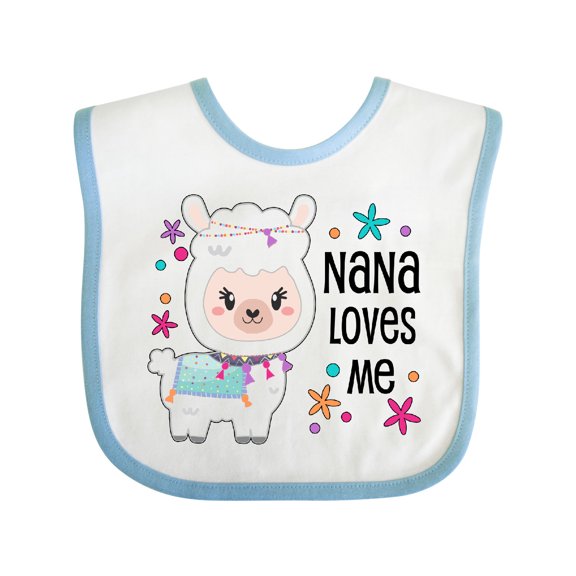 Inktastic Nana Loves Me- Cute and Happy Llama Boys or Girls Baby Bib