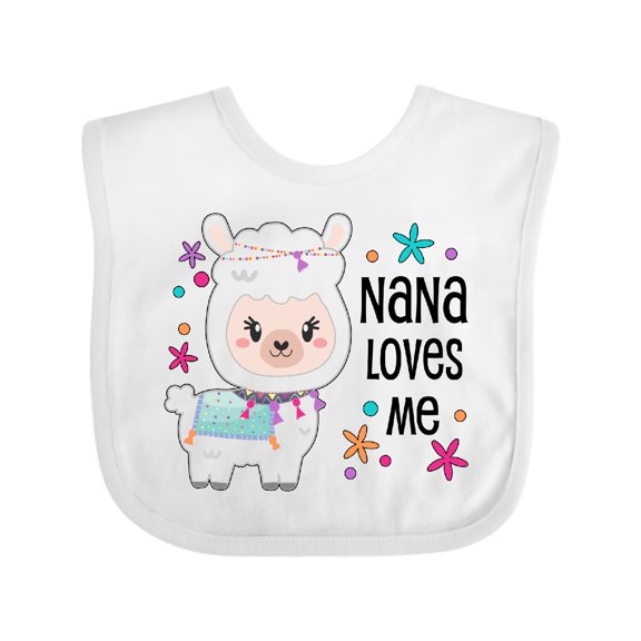 Inktastic Nana Loves Me- Cute and Happy Llama Boys or Girls Baby Bib