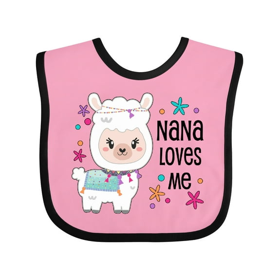 Inktastic Nana Loves Me- Cute and Happy Llama Boys or Girls Baby Bib