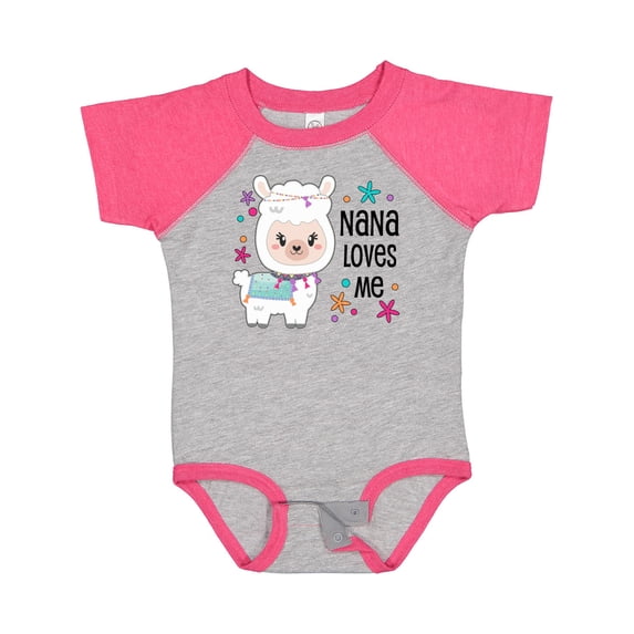 Inktastic Nana Loves Me Cute and Happy Llama Boys or Girls Baby Bodysuit