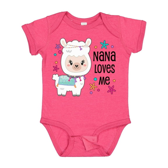 Inktastic Nana Loves Me Cute and Happy Llama Boys or Girls Baby Bodysuit