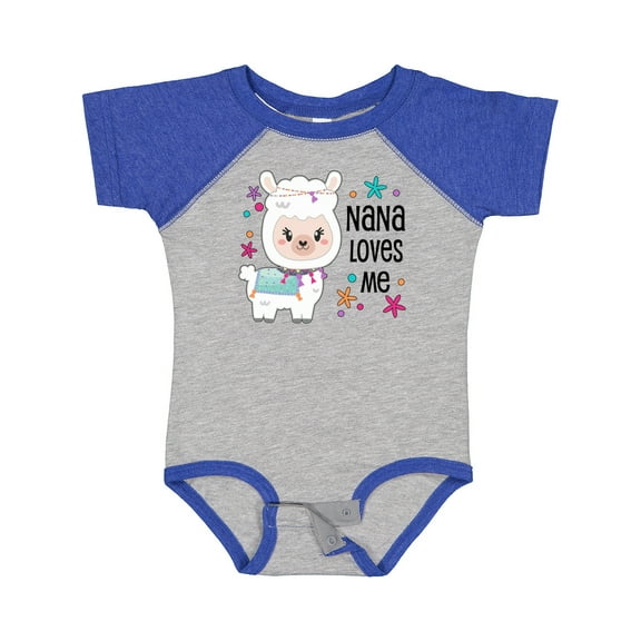 Inktastic Nana Loves Me Cute and Happy Llama Boys or Girls Baby Bodysuit
