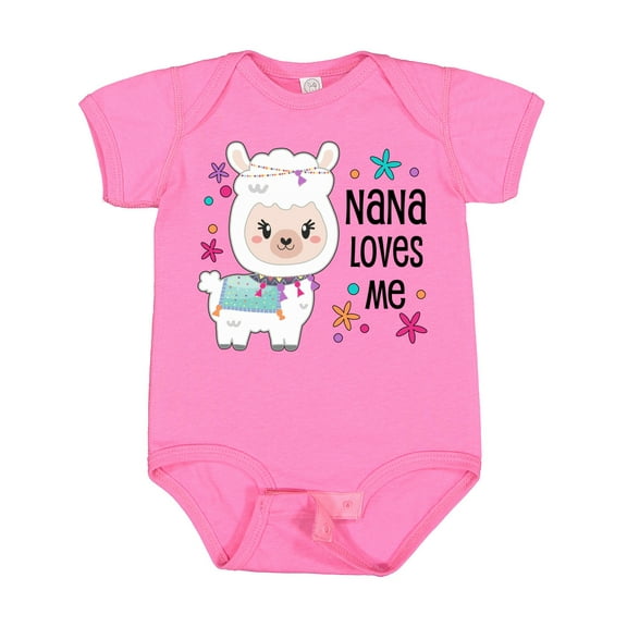Inktastic Nana Loves Me Cute and Happy Llama Boys or Girls Baby Bodysuit