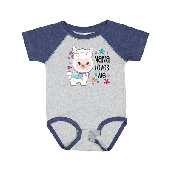 Inktastic Nana Loves Me Cute and Happy Llama Boys or Girls Baby Bodysuit