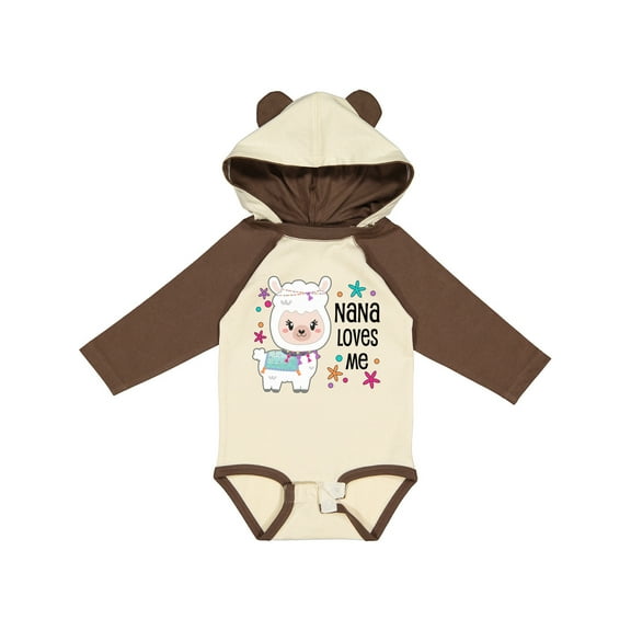 Inktastic Nana Loves Me- Cute and Happy Llama Boys or Girls Long Sleeve Baby Bodysuit