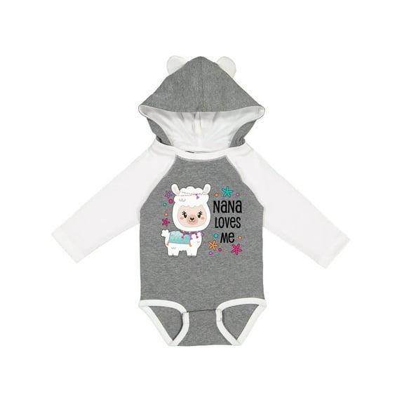 Inktastic Nana Loves Me- Cute and Happy Llama Boys or Girls Long Sleeve Baby Bodysuit