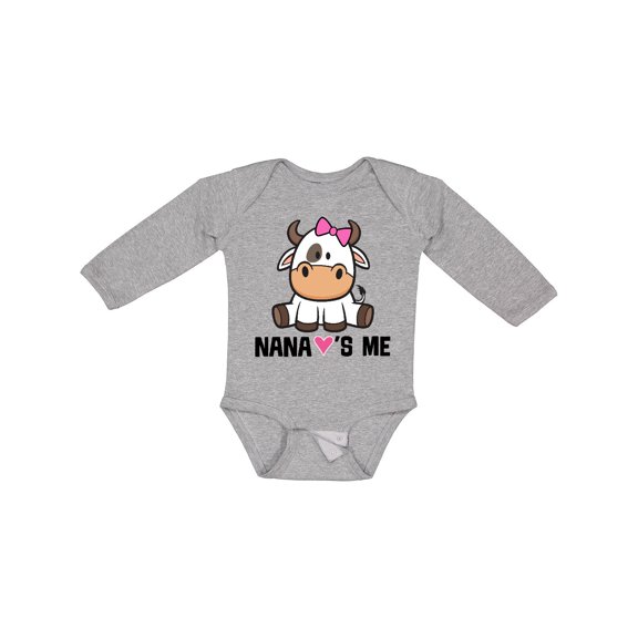 Inktastic Nana Loves Me Girl Cow Girls Long Sleeve Baby Bodysuit