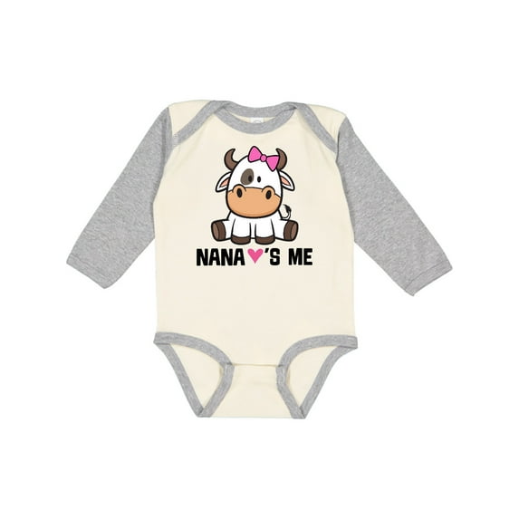 Inktastic Nana Loves Me Girl Cow Girls Long Sleeve Baby Bodysuit