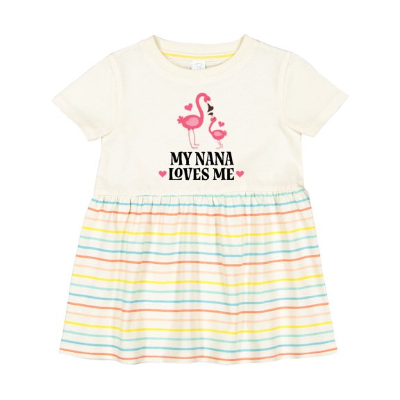 Inktastic Nana Loves Me Girl Flamingo Girls Baby Dress