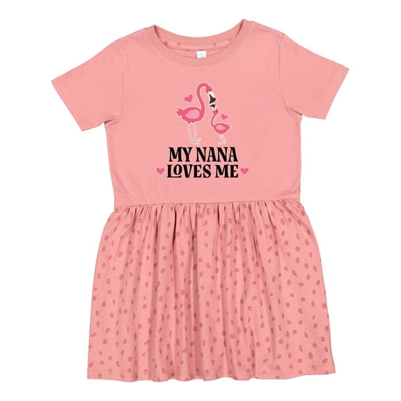 Inktastic Nana Loves Me Girl Flamingo Girls Toddler Dress