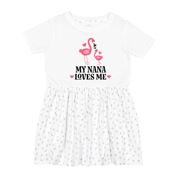 Inktastic Nana Loves Me Girl Flamingo Girls Toddler Dress