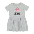 thumbnail image 1 of Inktastic Nana Loves Me Girl Flamingo Girls Toddler Dress, 1 of 5