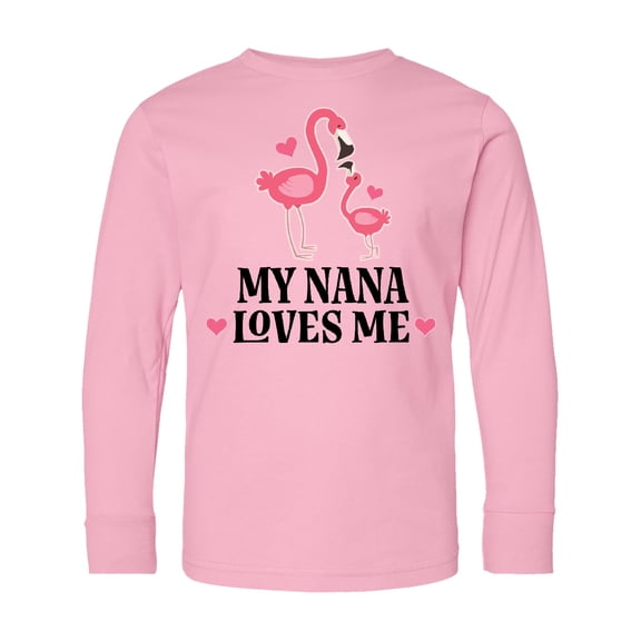 Inktastic Nana Loves Me Girl Flamingo Long Sleeve Youth T-Shirt